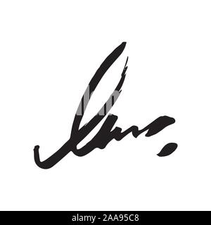 Unreadable handwriting font signature text on white background Stock Vector