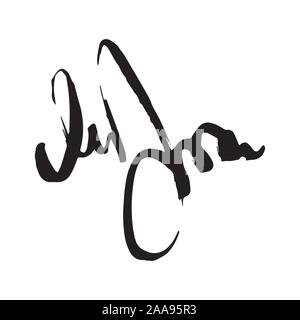 Unreadable handwriting font signature text on white background Stock Vector