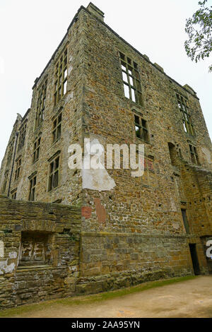 Hardwick Old Hall, the ruins of an Elizabethan country house near Chesterfield, Derbyshire, England, UK Stock Photo