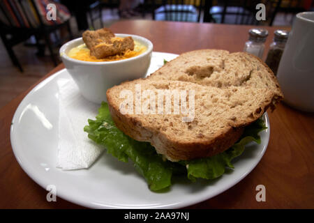 egg salad sandwich and soup in a restaurant in usa Stock Photo