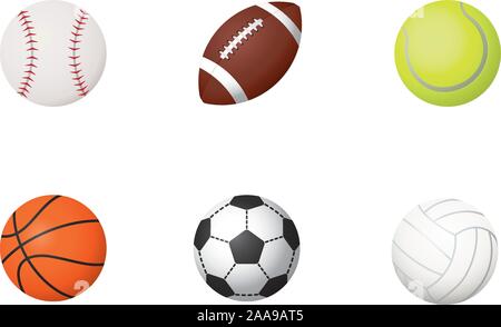 Collection illustration Sports balls. Vector cartoon ball set for Stock ...