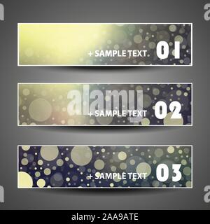 Set of Three Colorful Modern Styled Numbered Horizontal Headers or Banners with Abstract Design - Template Illustration, Freely Scalable Vector Stock Vector