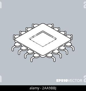 CPU isometric icon, outline symbols. technology and AI concept vector illustration. Stock Vector