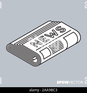 Newspaper icon, outline symbol. Printed media and communication concept vector illustration. Stock Vector