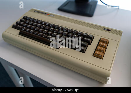 A commodore 64 vintage computer produced in the 1980's a very popular retro home computer or PC Stock Photo