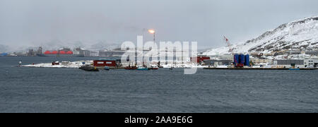Oil rig Melkoya Island, Hammerfest, Norway Stock Photo