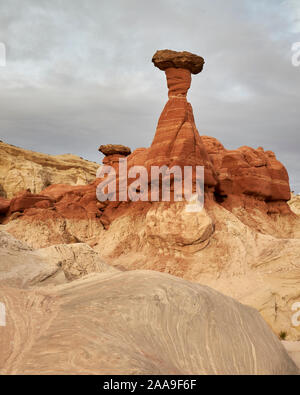 Rimrock Toadstool Hoodoos in the Badlands of Utah, USA Stock Photo