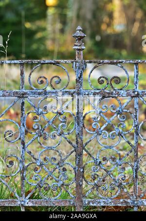 Fence in the cemetery - autumn mood Stock Photo