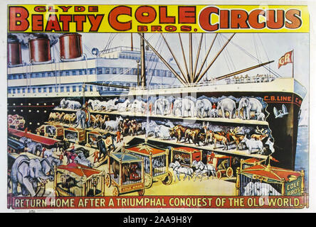 COLE BROTHERS CIRCUS POSTER about 1935 Stock Photo