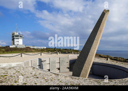 Mémorial de l'Aéronautique Navale, dedicated to aviators lost in the Atlantic ocean, Cap de la Chèvre, Crozon peninsula,  Finistère, Brittany, France Stock Photo