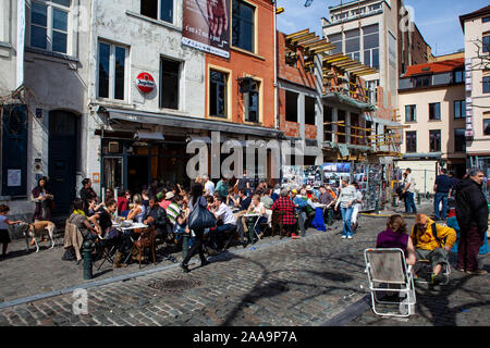 March au Puces - daily open air flea market at Place du Jeu de Ball, Brussels, Belgium. Stock Photo