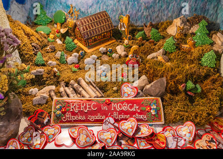 Interior of the Gingerbread Museum and Restaurant in Radovljica, Slovenia, Europe. Stock Photo