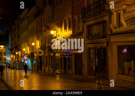 Night view of Rua Visconde da Luz in the old town of Coimbra Portugal Stock Photo