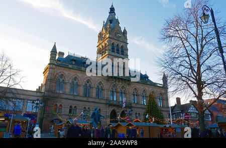 Chester Town Hall and Christmas Market England UK United Kingdom Europe Stock Photo