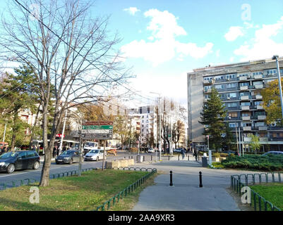 Crveni Krst - Red Cross - Vracar, Belgrade, Serbia - square with new and old urban architecture, on autumn sunny day Stock Photo