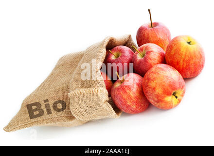 Red apples and bag German: Organic Stock Photo