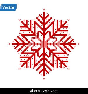 Red Snowflake icon isolated on white background. Vector Illustration Stock Vector