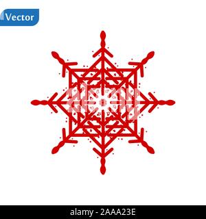Red Snowflake icon isolated on white background. Vector Illustration Stock Vector