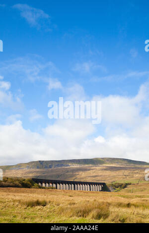 Ribblehead Viaduct with Whernside Hill in the background in the Yorkshire Dales in England Stock Photo
