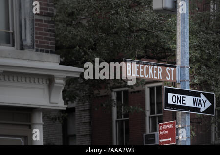 Bleecker street and One Way signs in Manhattan, New York Stock Photo