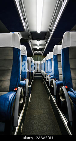 travel concept, row of seats, seats in passenger bus Stock Photo