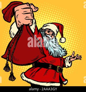 Santa Claus character gift bag, Christmas and New year Stock Vector