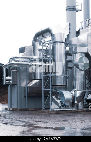 Industrial View of Technological Factory Structure with Pipes and ...