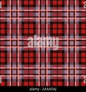 Rectangular seamless vector pattern as a tartan plaid in red hues Stock Vector