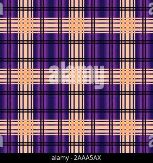 Rectangular seamless vector pattern as a tartan plaid in violet, beige and black colors Stock Vector