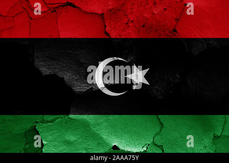 flag of Libya painted on cracked wall Stock Photo