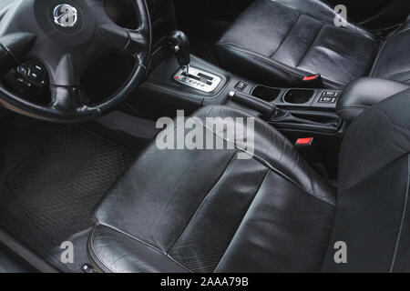 Car interior, part of front seats, close Stock Photo - Alamy