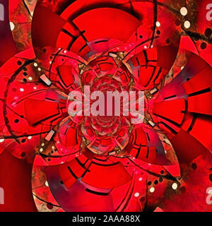 Abstract circles in red color. Fractal or Optical illusion Stock Photo