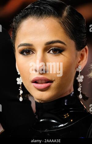 London, UK. Wednesday, Nov. 20, 2019. Naomi Scott poses at the Charlie’s Angels UK Premiere on Wednesday 20 November 2019 at Curzon, Mayfair, London. . Picture by Julie Edwards/Alamy Live News Stock Photo
