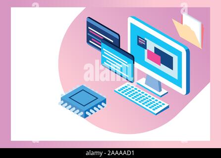 big data technology with desktop Stock Vector