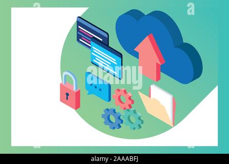 big data technology with cloud computing Stock Vector