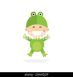 Isolated boy dressed as a frog. Vector illustration Stock Vector