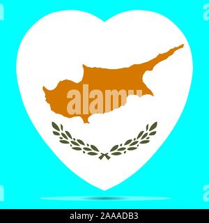Cyprus Flag In Heart Shape Vector illustration Eps 10. Stock Vector