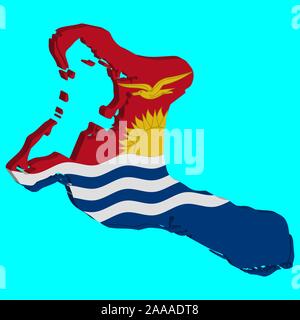 3D Map Kiribati Flag Vector illustration Eps 10. Stock Vector
