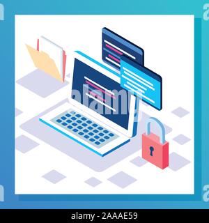 big data technology with laptop Stock Vector