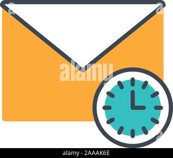 envelope mail with watch icon Stock Vector