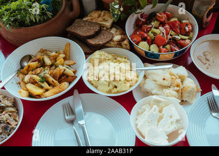 Traditional Dinner in Georgian home on the balcony Stock Photo