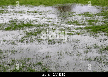 Flooded playing field, Millhouses park, Sheffield UK Stock Photo