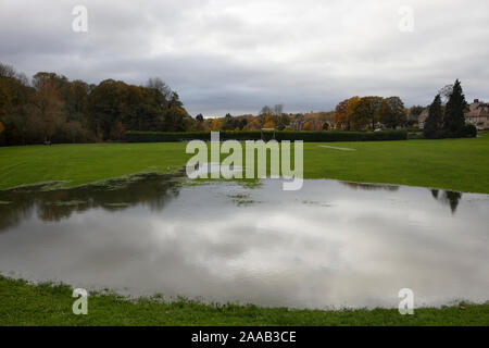 Flooded playing field, Millhouses park, Sheffield UK Stock Photo