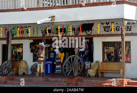 Old town Albuquerque Plaza originally laid out by Spanish colonists in the 1700's and covering 10 blocks of historical Adobe Buildings. Stock Photo