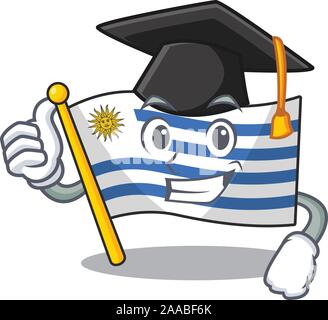 Cartoon flag uruguay isolated in character graduation hat Stock Vector