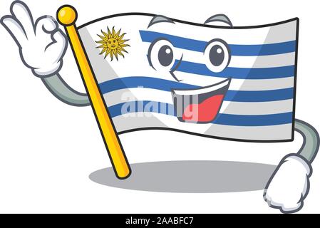 Cartoon flag uruguay isolated in character okay Stock Vector