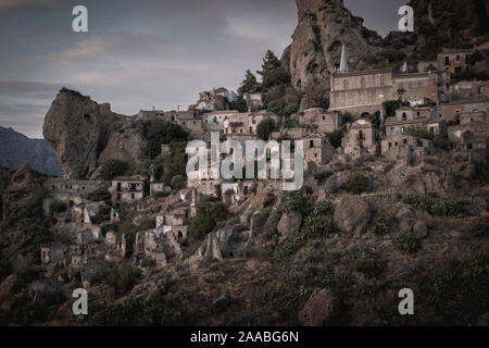The abandoned village of Pentedattilo, Calabria, Italy Stock Photo