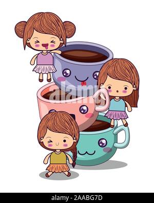 Kawaii girls cartoons vector design Stock Vector