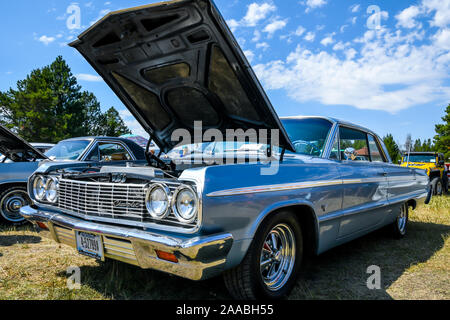 Lincoln, MT, USA - July 26, 2019: An old well maintained customized Chevrolet muscle car Stock Photo