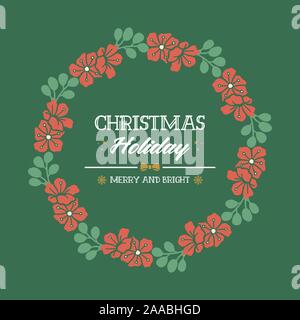 Seamless border of green leafy flower frame, for text of christmas holiday. Vector Stock Vector